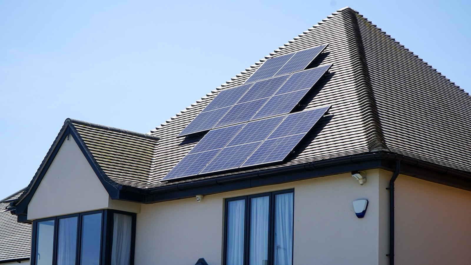 Solar panels on a residential rooftop