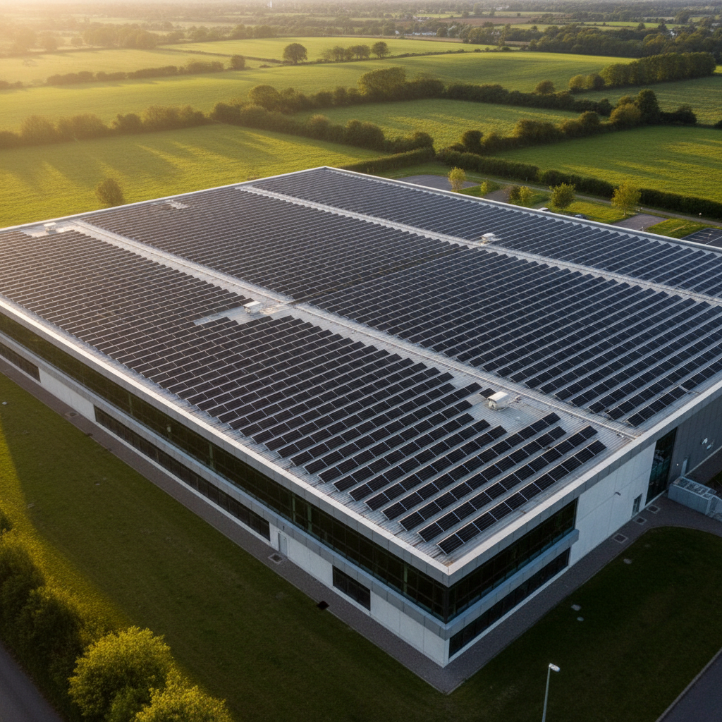 Commercial building with solar panel installation